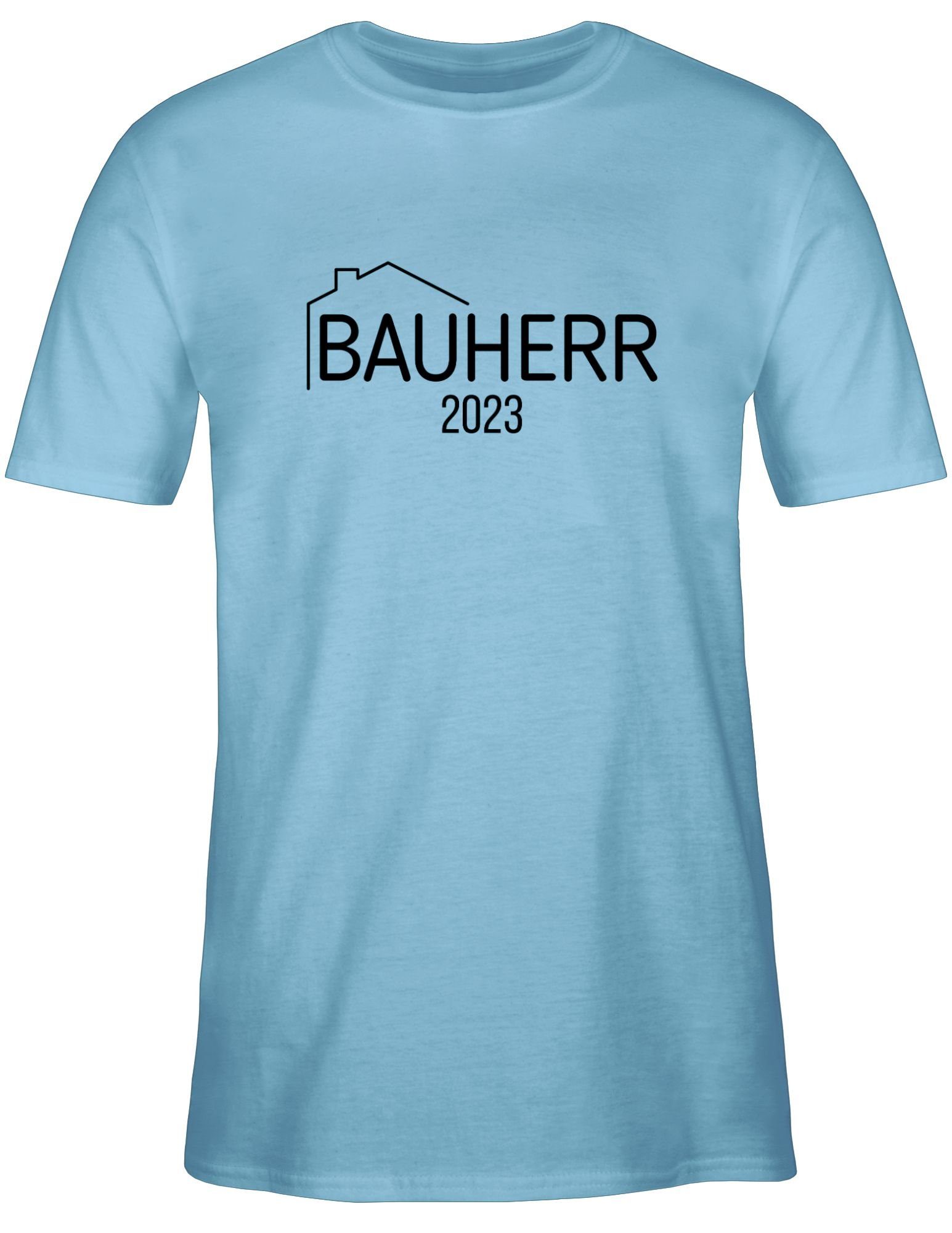 T-Shirt Shirtracer 2023 Herren Männer 2 Geschenke Hellblau & Bauherr