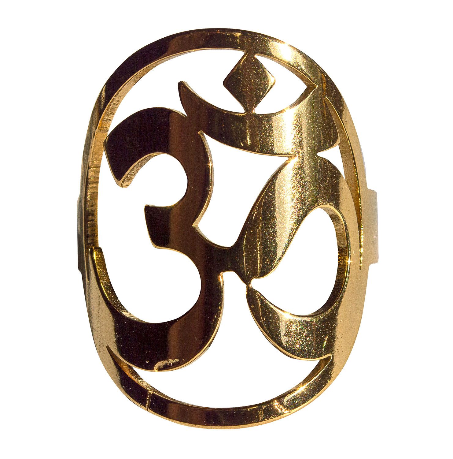 Fingerring Ring "Om" (1,5cm) Edelstahl vergoldet offen verstellbar (kleinste Grö