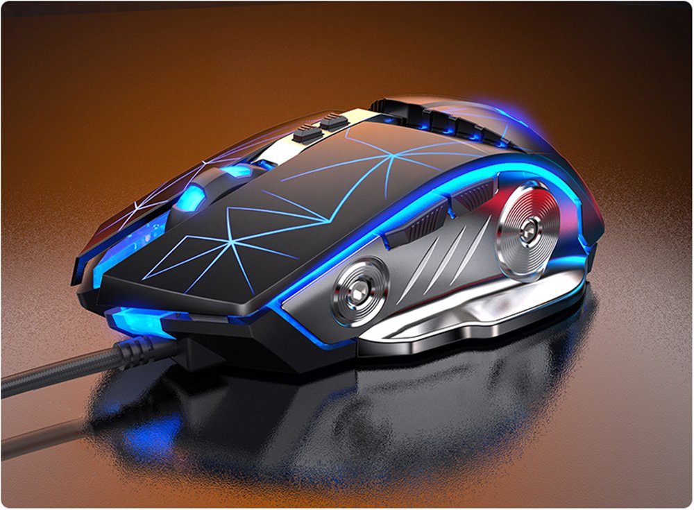 ELEKIN Gaming-Maus, geräuschlose Maus,bunte leuchtende Maus Gaming-Maus