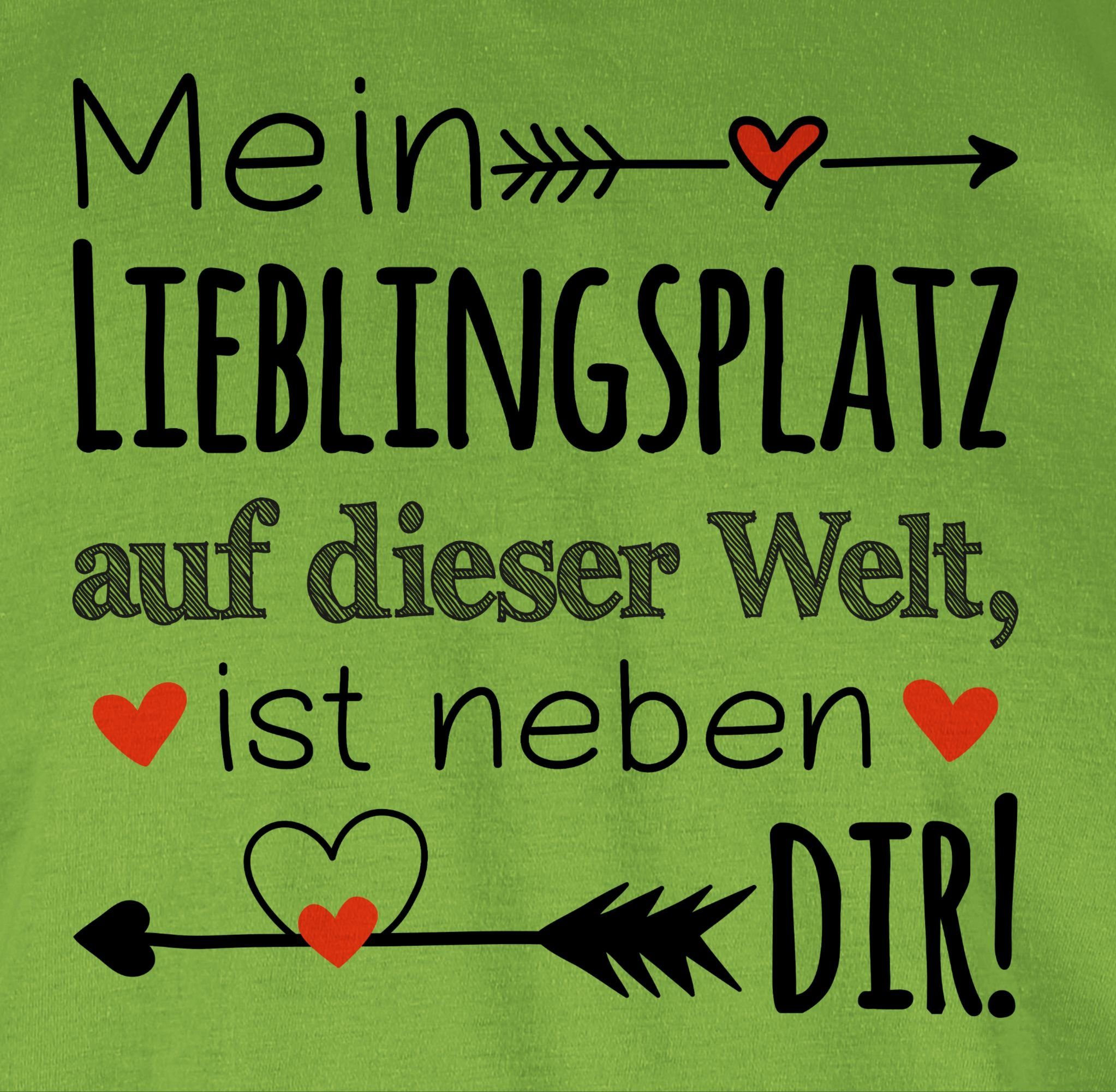 Shirtracer T-Shirt Lieblingsplatz - Geschenk Partner Hellgrün Liebe Partner Beziehung Liebeserklärung Partnerin 3 Valentinstag
