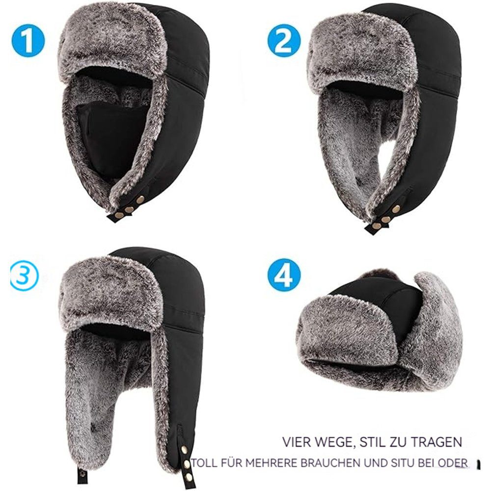 SOTOR Fellimitatmützen Wintermütze mit Ohrenklappen,Unisex (1-St) Warme Schneedichte Kunstfellmütze