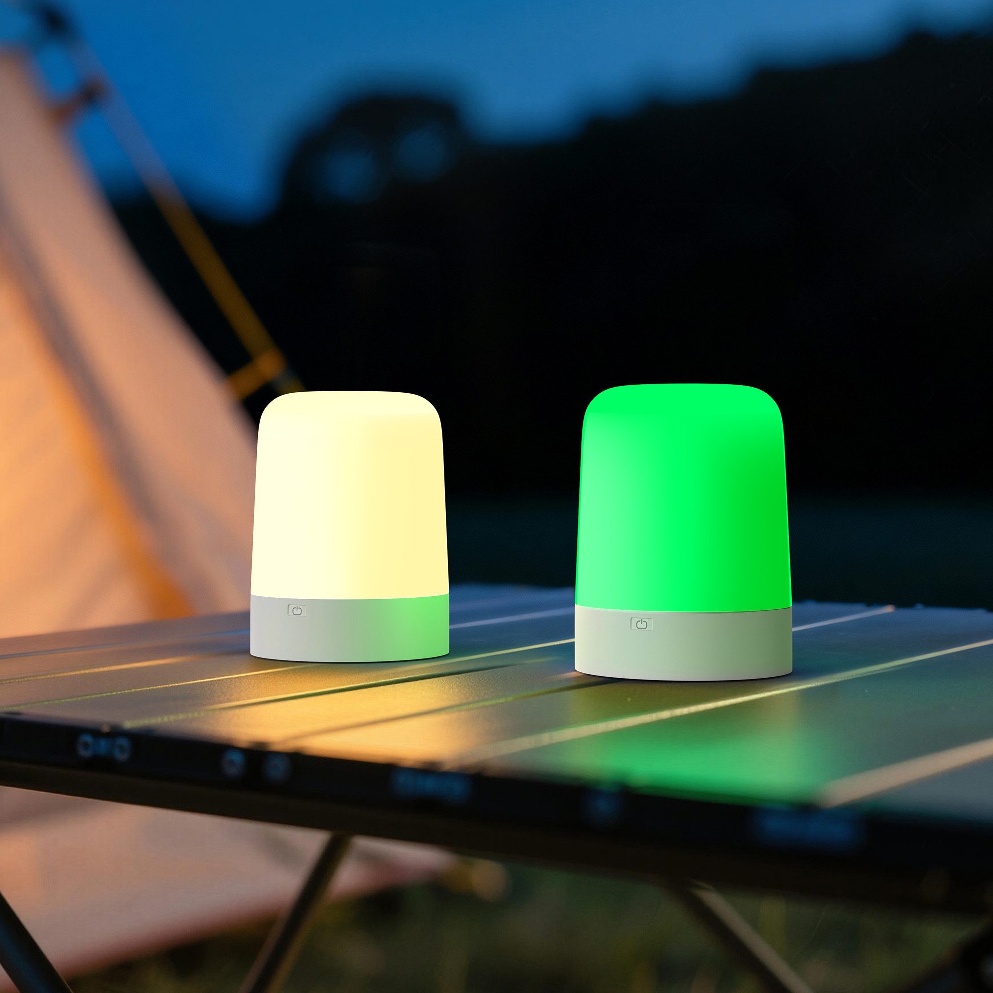 LOHAS-LED Schrankleuchte RGBCW dimmbar mit Fernbedienung, 2er Set, LED fest integriert, Warmweiß bis Kaltweiß inklusive RGB-Farbwechsel, Aufladbar kabellos mit magnetischen E27/E12 Adaptern