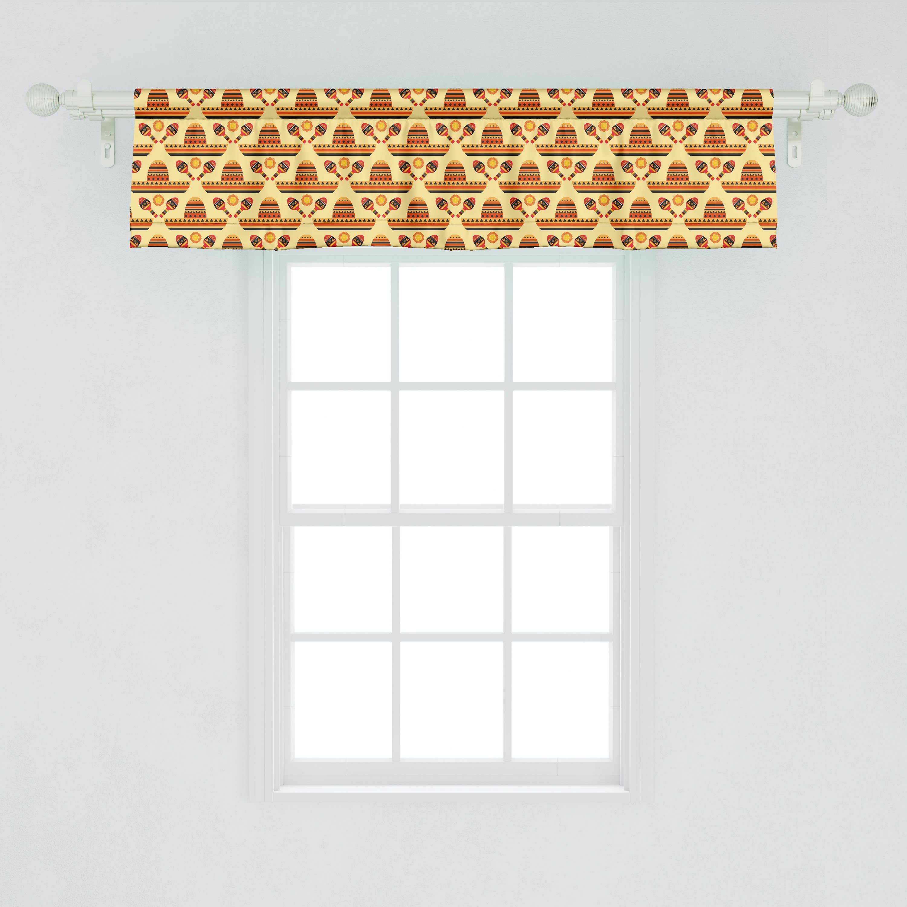 Scheibengardine Vorhang Volant für Küche Stangentasche, Abakuhaus, Mayo Schlafzimmer Cinco de Hüte Microfaser, mit Dekor Maracas