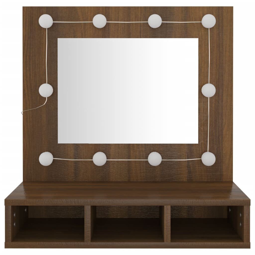 vidaXL Badezimmerspiegelschrank Spiegelschrank mit LED 60x31,5x62 Eiche (1-St) Eiche-Optik Braune cm Braun