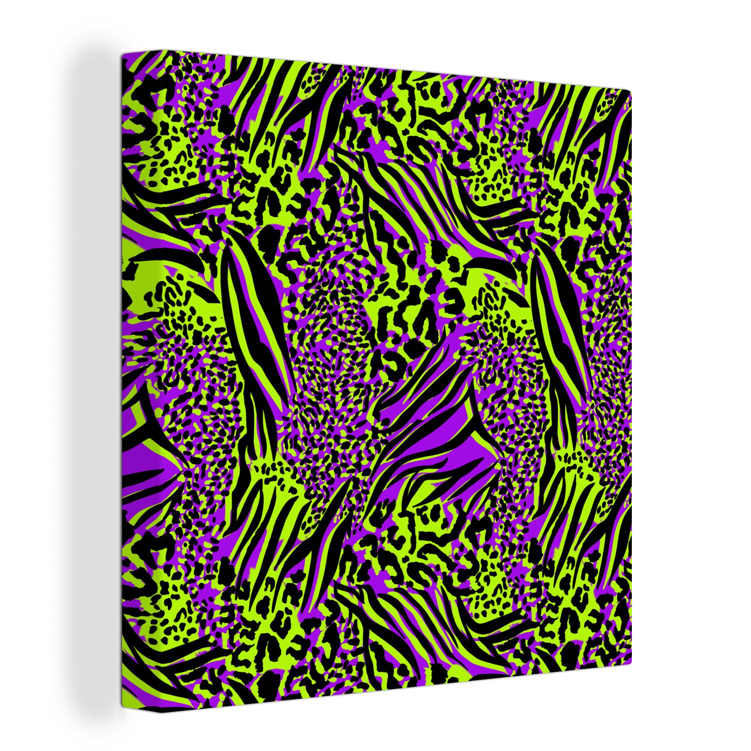 OneMillionCanvasses® Leinwandbild Tiere - Muster - Neon, (1 St), Leinwand Bilder für Wohnzimmer Schlafzimmer | Leinwandbilder