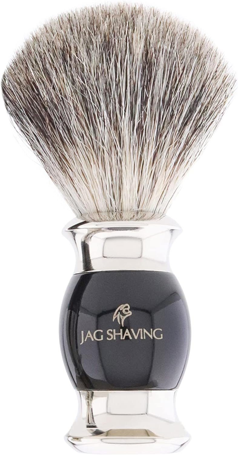 JAG SHAVING Rasierpinsel-Set JAG Shaving LEE Rasierset, 5-teilig, Premium-Rasierset für Herren, Set, 5 tlg., Rasierset mit zusätzlichem Rasierzubehör für eine klassische Rasur., Herrenrasierer, Rasierpinsel, Rasierschale, Doppelständer, LederHülle