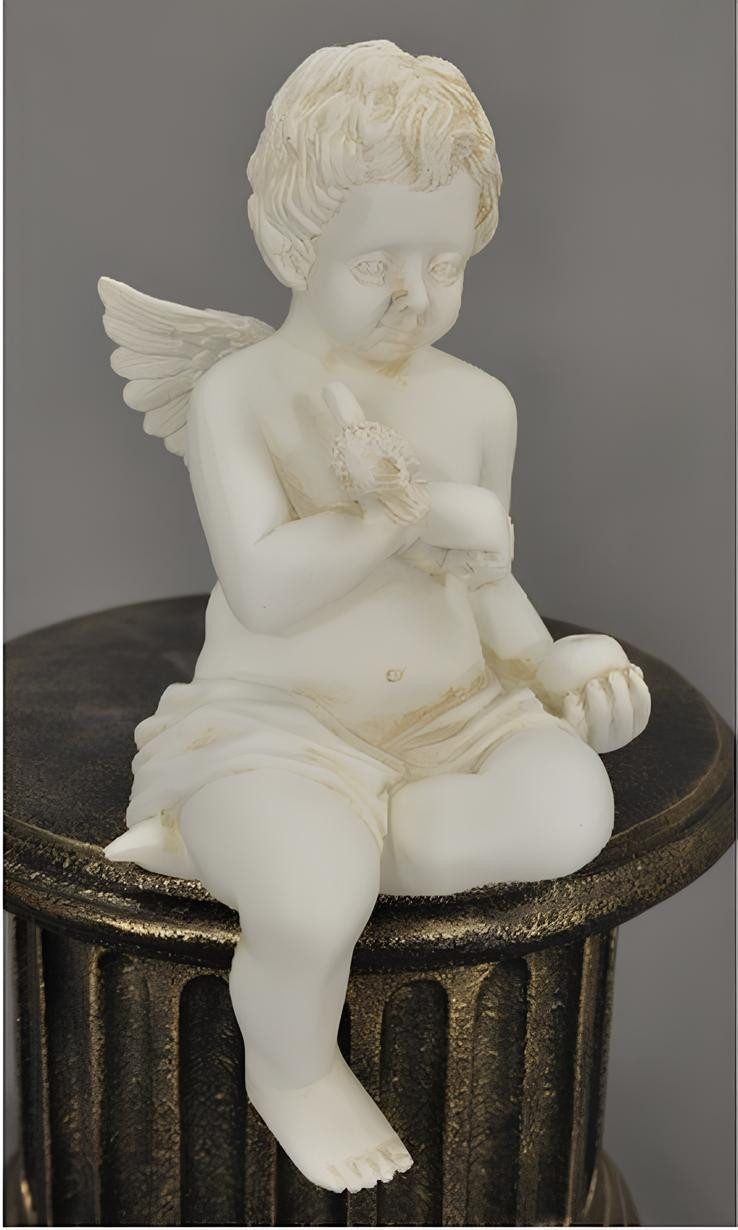 JVmoebel Engelfigur Engelsfigur aus Keramik in Weiß mit goldenen Akzenten (1 St), Made in Europa
