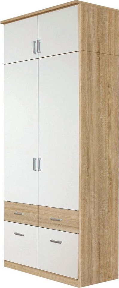 rauch Kleiderschrank Kleiderschrank Schrank Garderobe deckenhoher Schrank BREMEN (optional mit Spiegel, Breiten: 91/136/181 cm, Höhe: 199 cm) in vielen Farbvariationen, inkl. Kranzblende MADE IN GERMANY