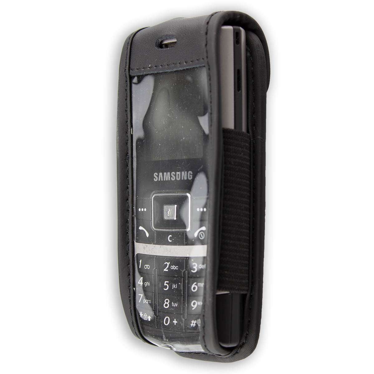 Handytasche Ledertasche für Samsung SGH-C130, mit Gürtelclip schwarz, Echtleder
