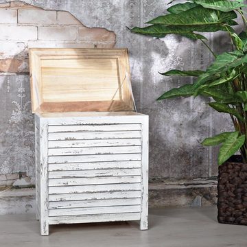Melko Wäschetruhe Wäschetruhe Aufbewahrungstruhe Kiste in Weiß aus Holz Wäschesammler Box Couchtisch (Stück), Paulownienholz