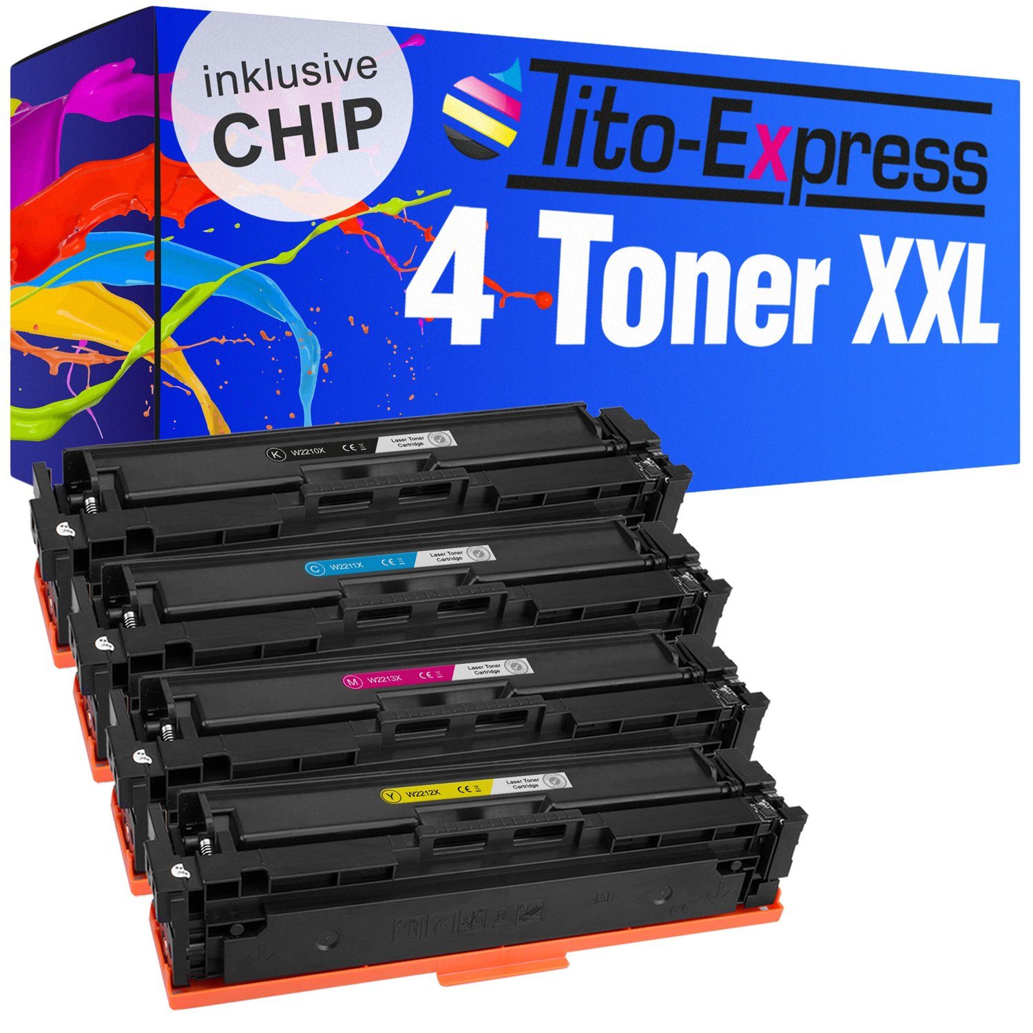 Tito-Express Tonerpatrone 4er Set ersetzt HP W2210X W2211X W2212X W2213X, (Multipack, 1x Black, 1x Cyan, 1x Magenta, 1x Yellow), für Color Laserjet Pro MFP M283fdw M255dw M282nw M283fdn M255nw