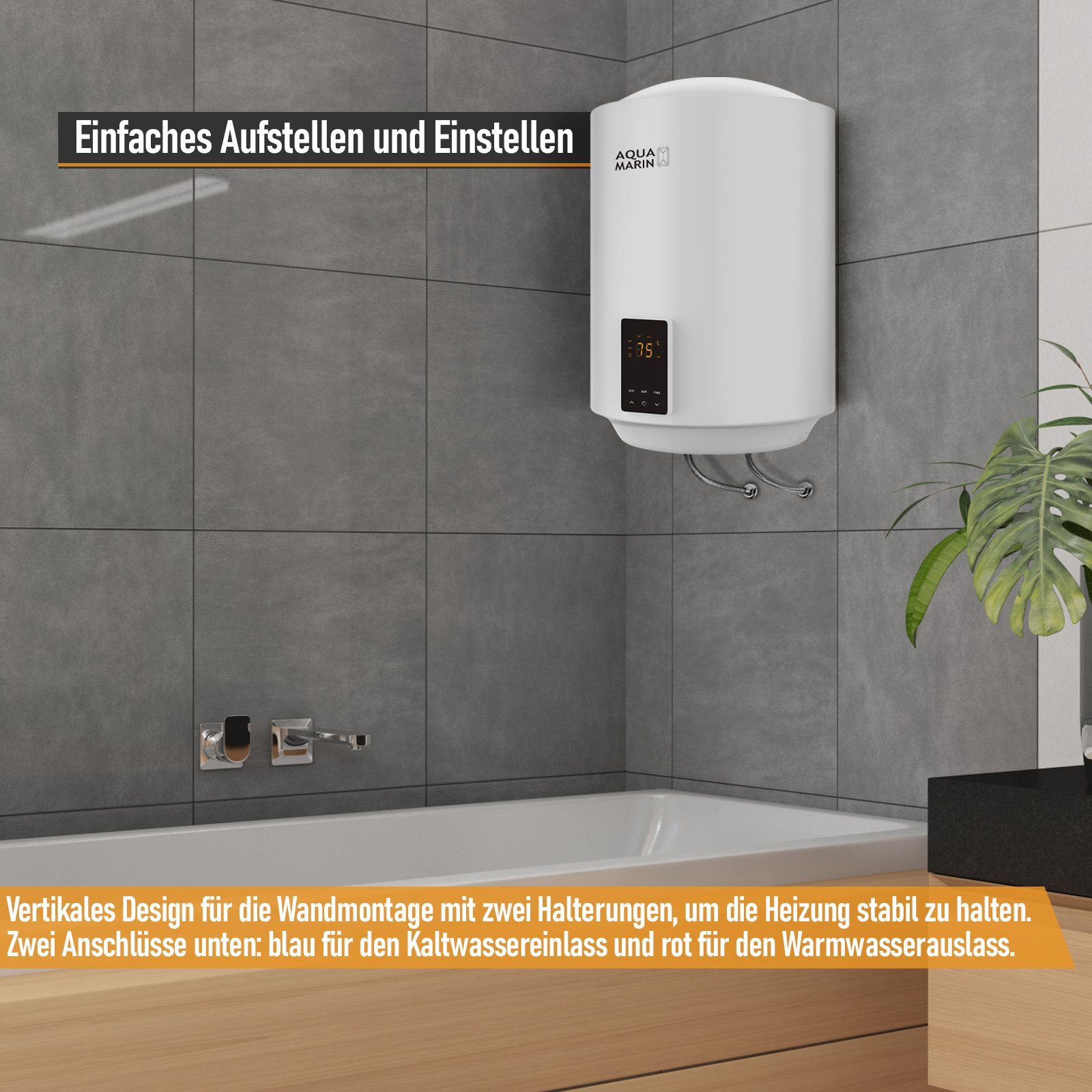 Elektrischer Warmwasserbereiter 50L - 2000W Boiler Mit Dusche & Wasserhahn