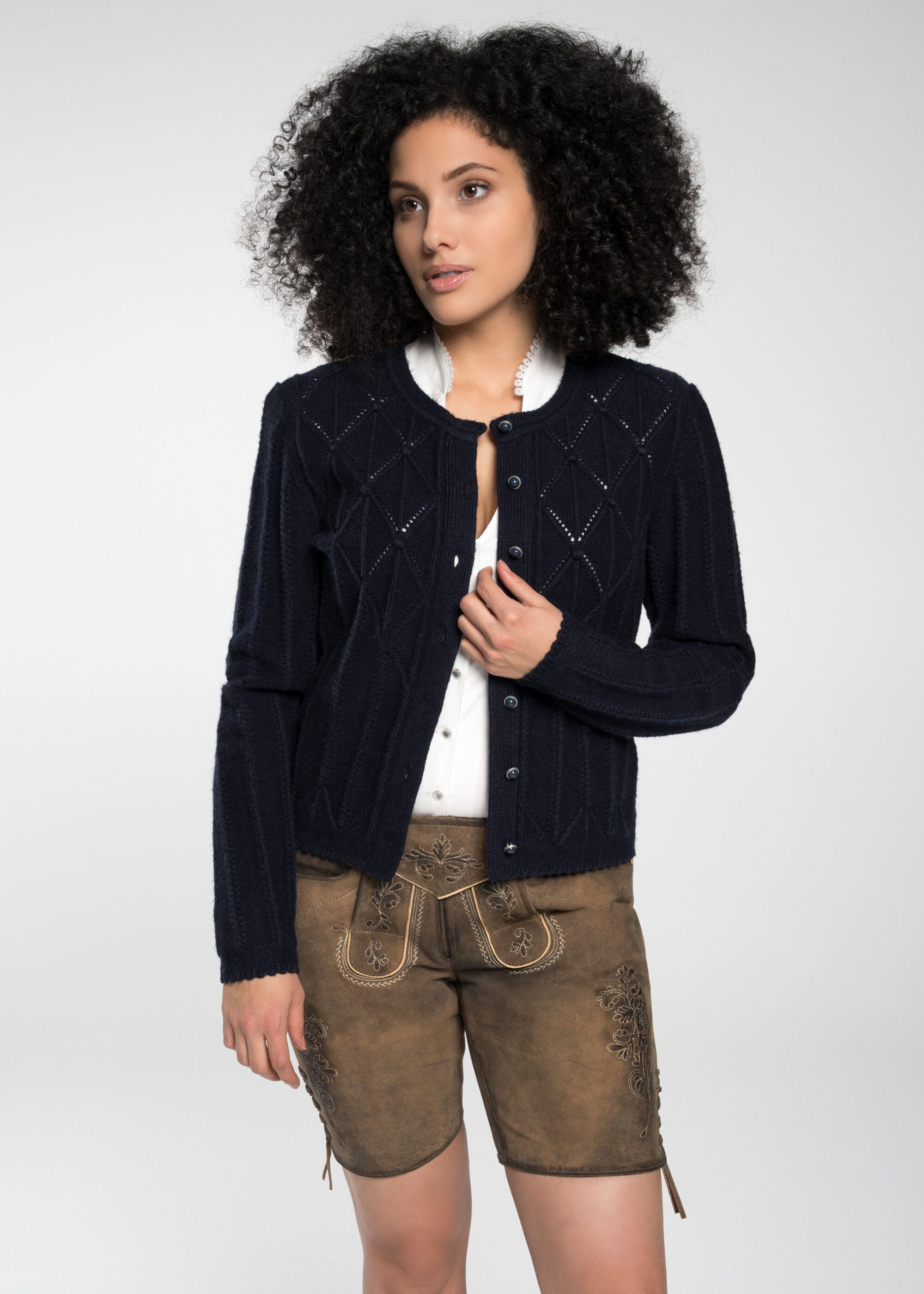 Spieth & Wensky Trachtenstrickjacke Strickjacke "Funkie" (1-tlg) mit dezenter Musterung