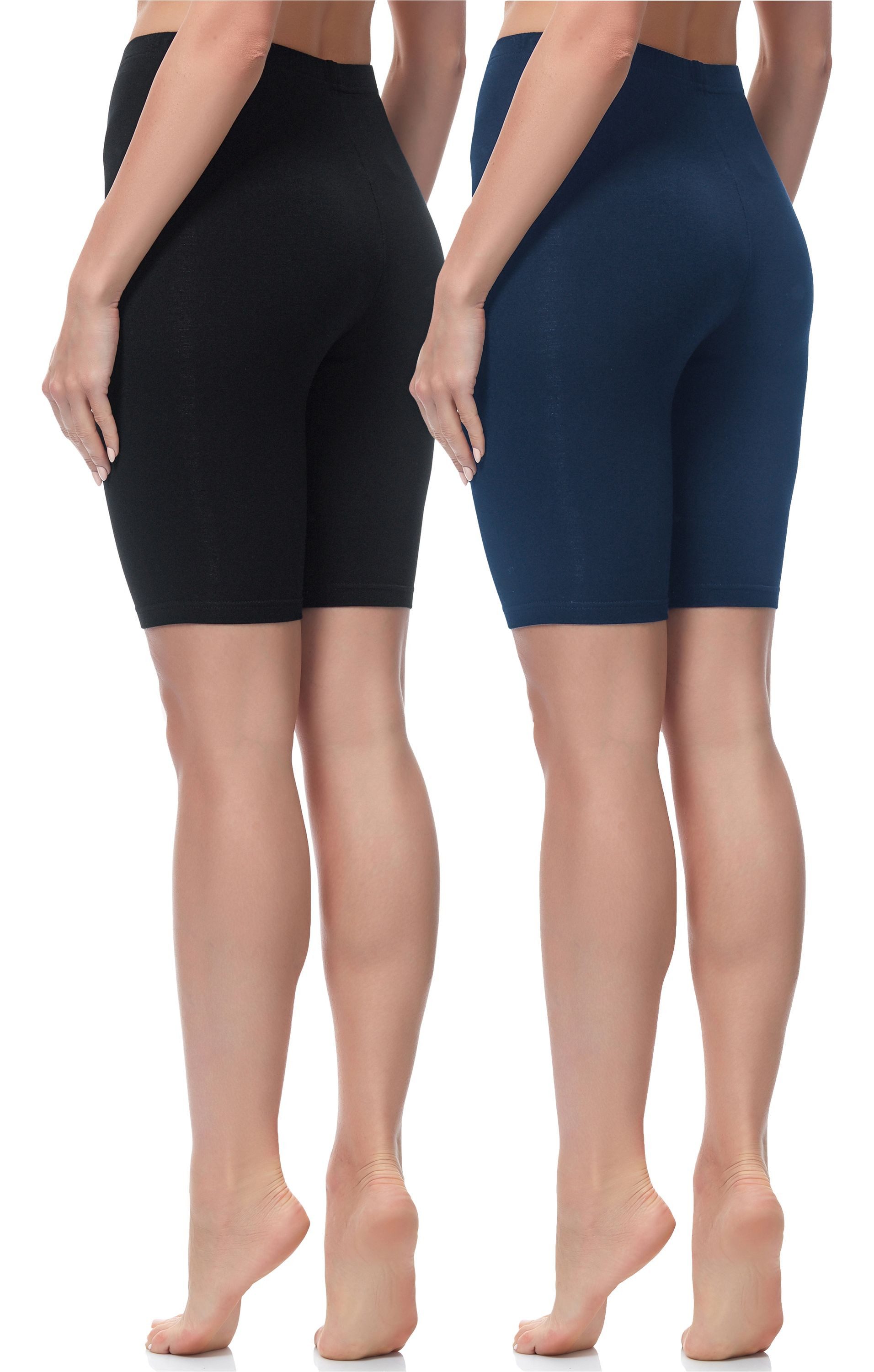 Merry Style Leggings 2 Pack Damen Kurze Leggings aus Baumwolle MS10-200 (2-tlg) elastischer Bund