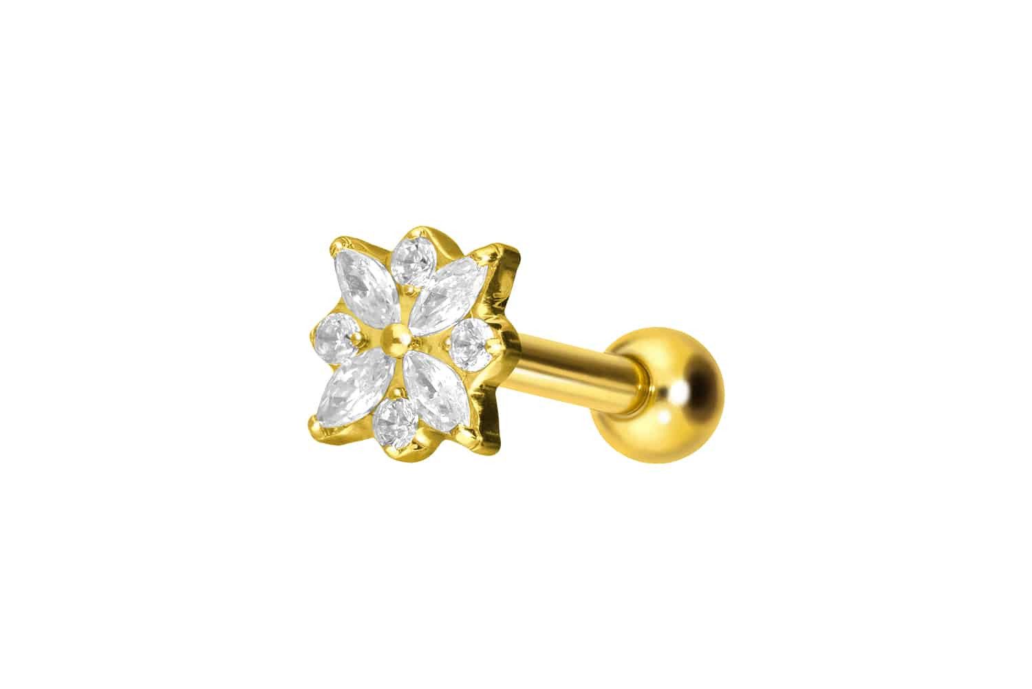 Piercing-Set Titan Ohrpiercing mit Innengewinde KRISTALLBLUME