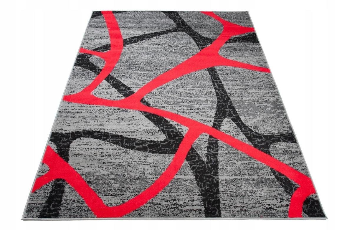 - Teppich Höhe Geometrisch Rot Fußbodenheizung, Designteppich Kurzflor mm, Grau für Geeignet 7 Mazovia, 250 cm, 300 Pflegeleich, Weich, Modern x
