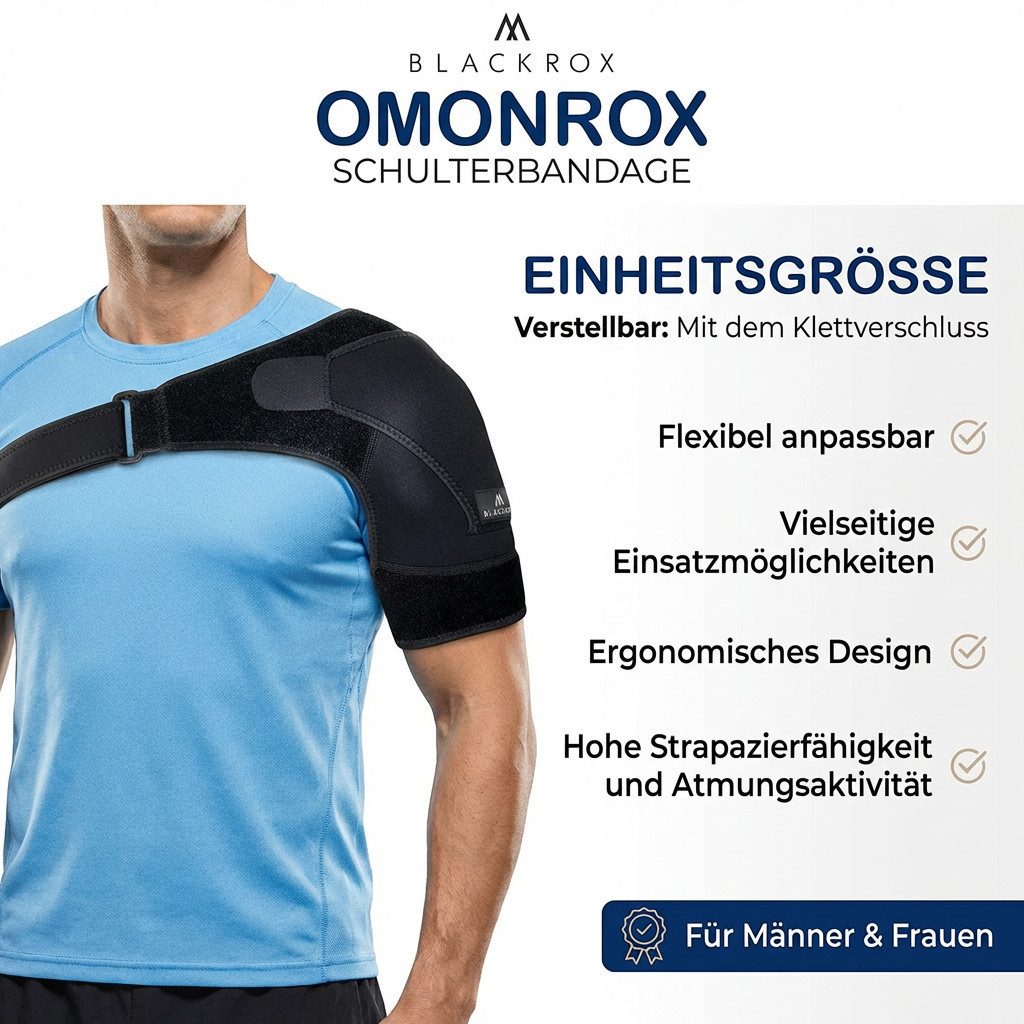 BLACKROX Schulterbandage [Vergleichssieger 2025] Damen & Herren, One Size, Schulterstütze
