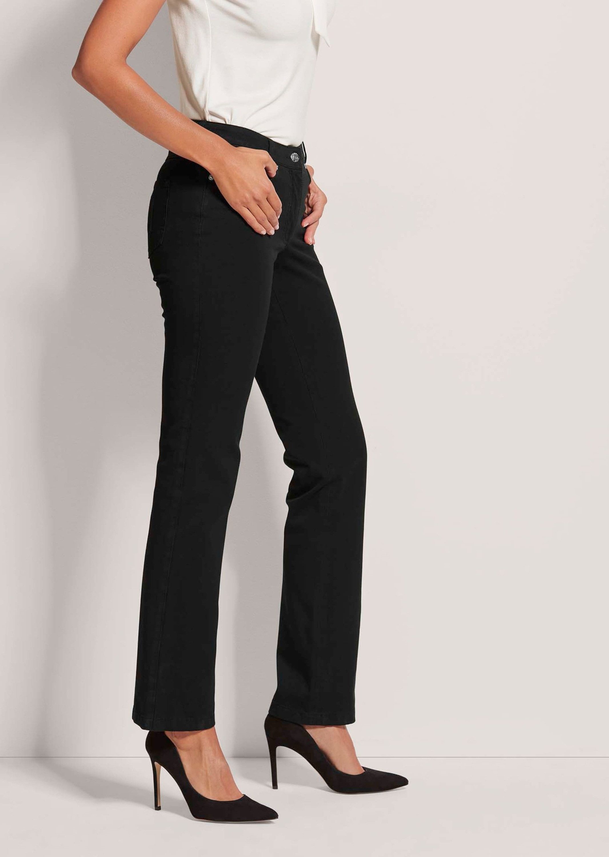 MADELEINE Gerade Jeans Schmale Jeans im Five-Pocket-Style Basichose mit Formbund, Gürtelschlaufen und Knöchellang – Bild 3 von 5