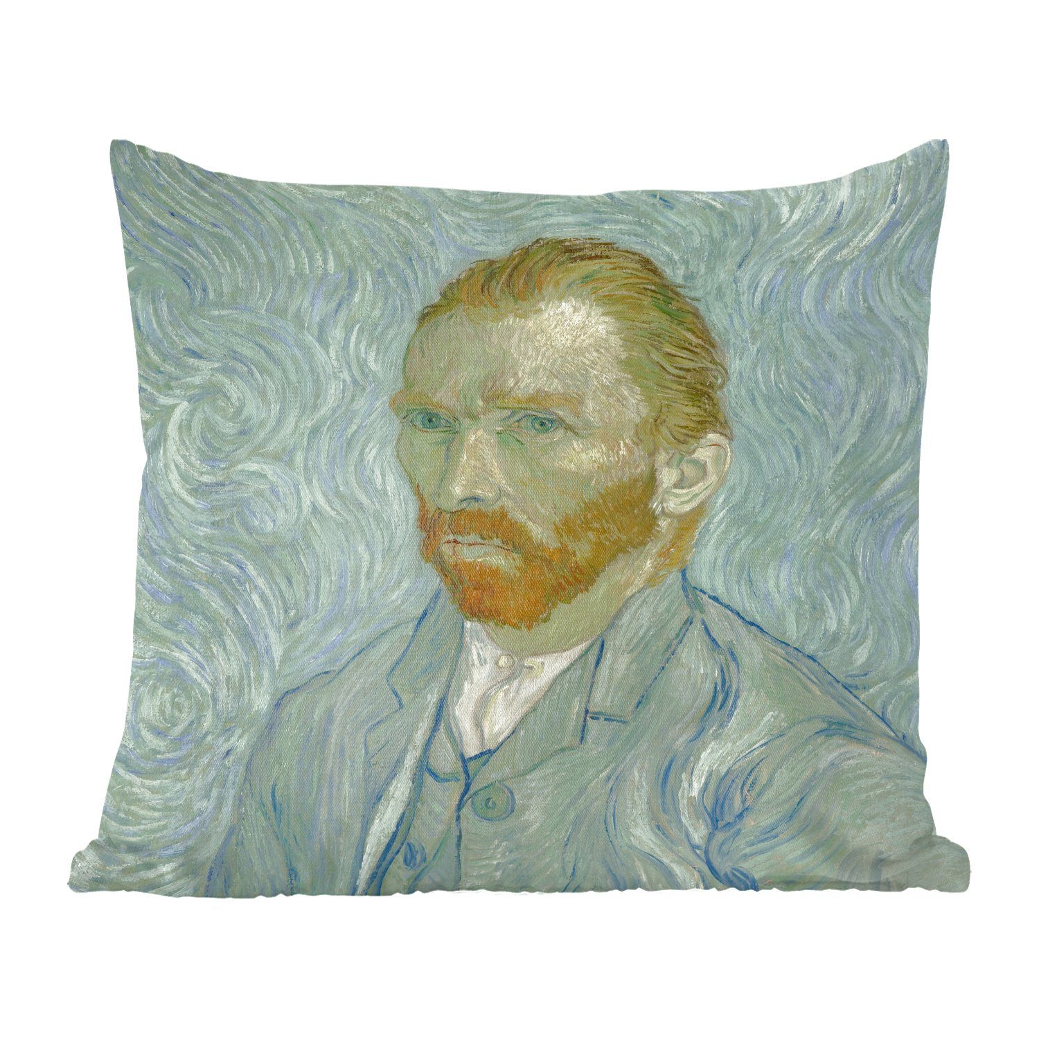 MuchoWow Dekokissen Selbstporträt - Gemälde von Vincent van Gogh, Zierkissen mit Füllung für Wohzimmer, Schlafzimmer, Deko, Sofakissen