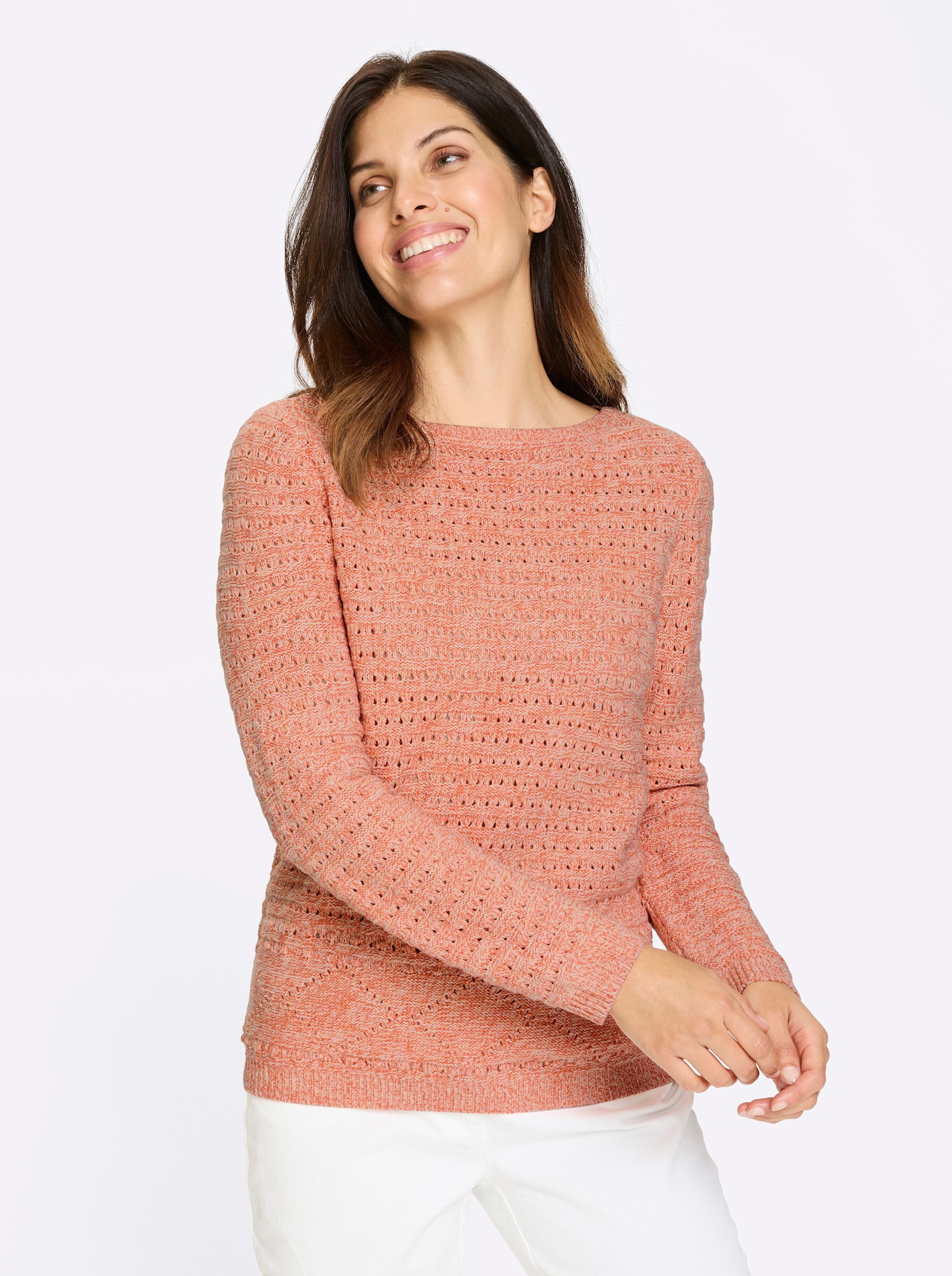 Strickpullover Ajour-Pullover Langarm