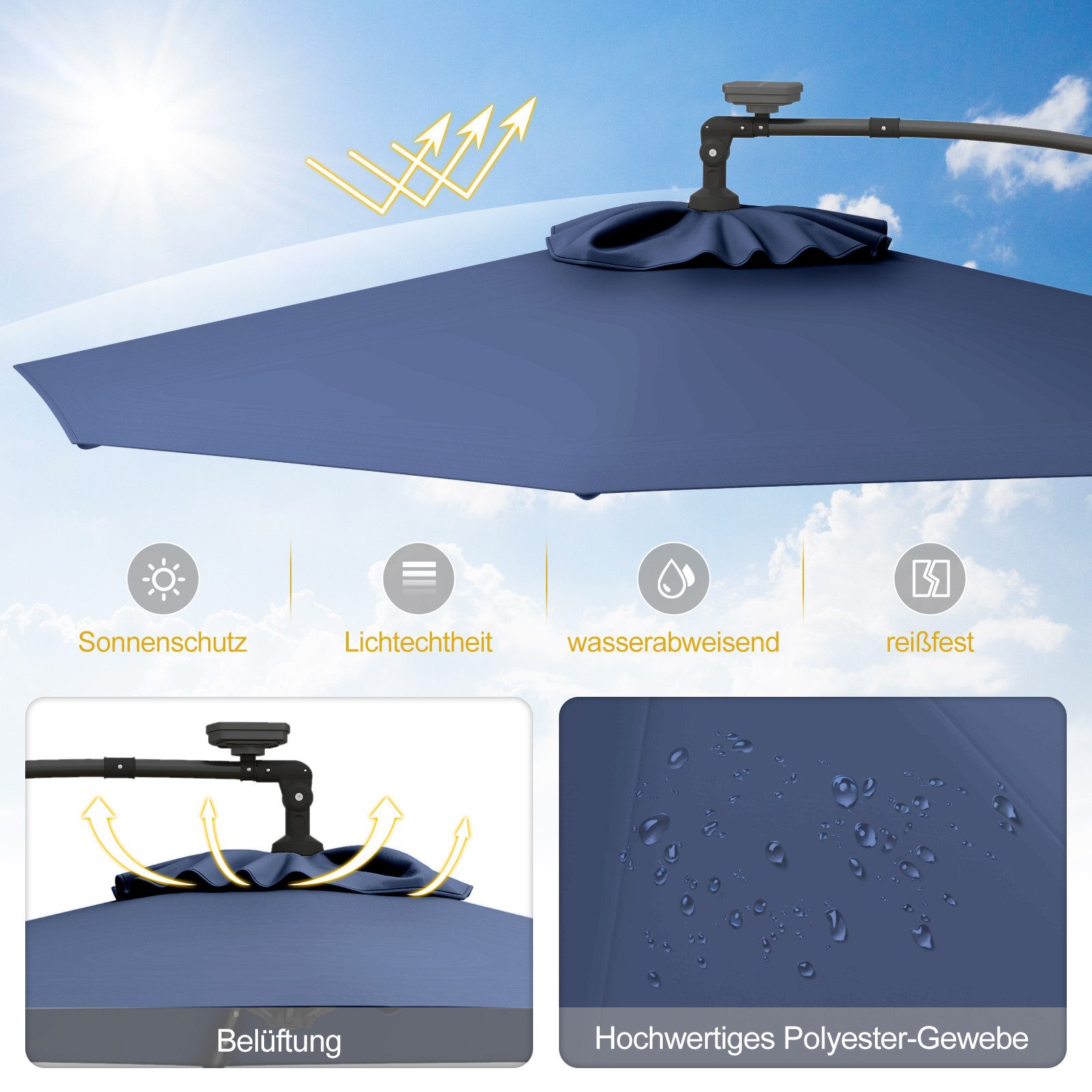 COSTWAY Sonnenschirm, LxB: 300,00x300,00 cm, mit günstig online kaufen