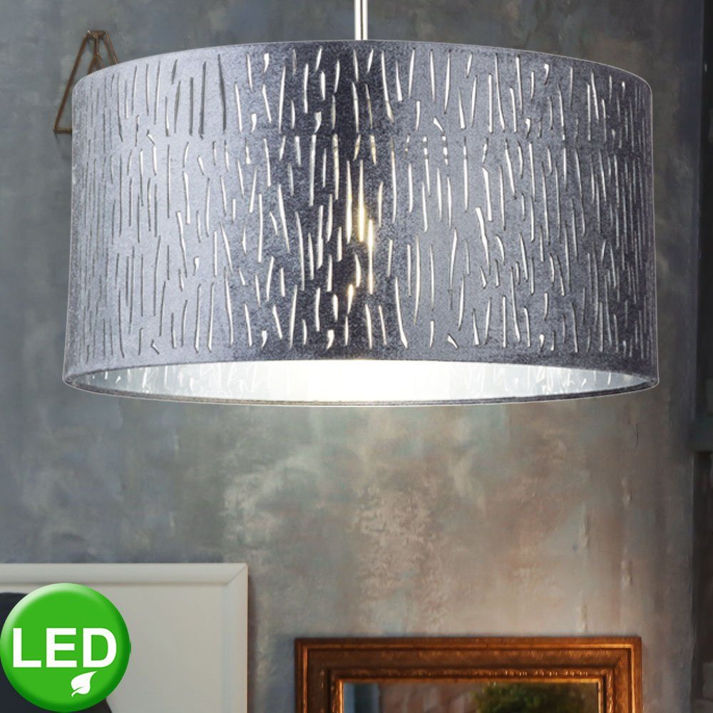 etc-shop LED Pendelleuchte, Leuchtmittel inklusive, Warmweiß, Hänge Decken Lampe silber metallic Wohn Zimmer Strahler