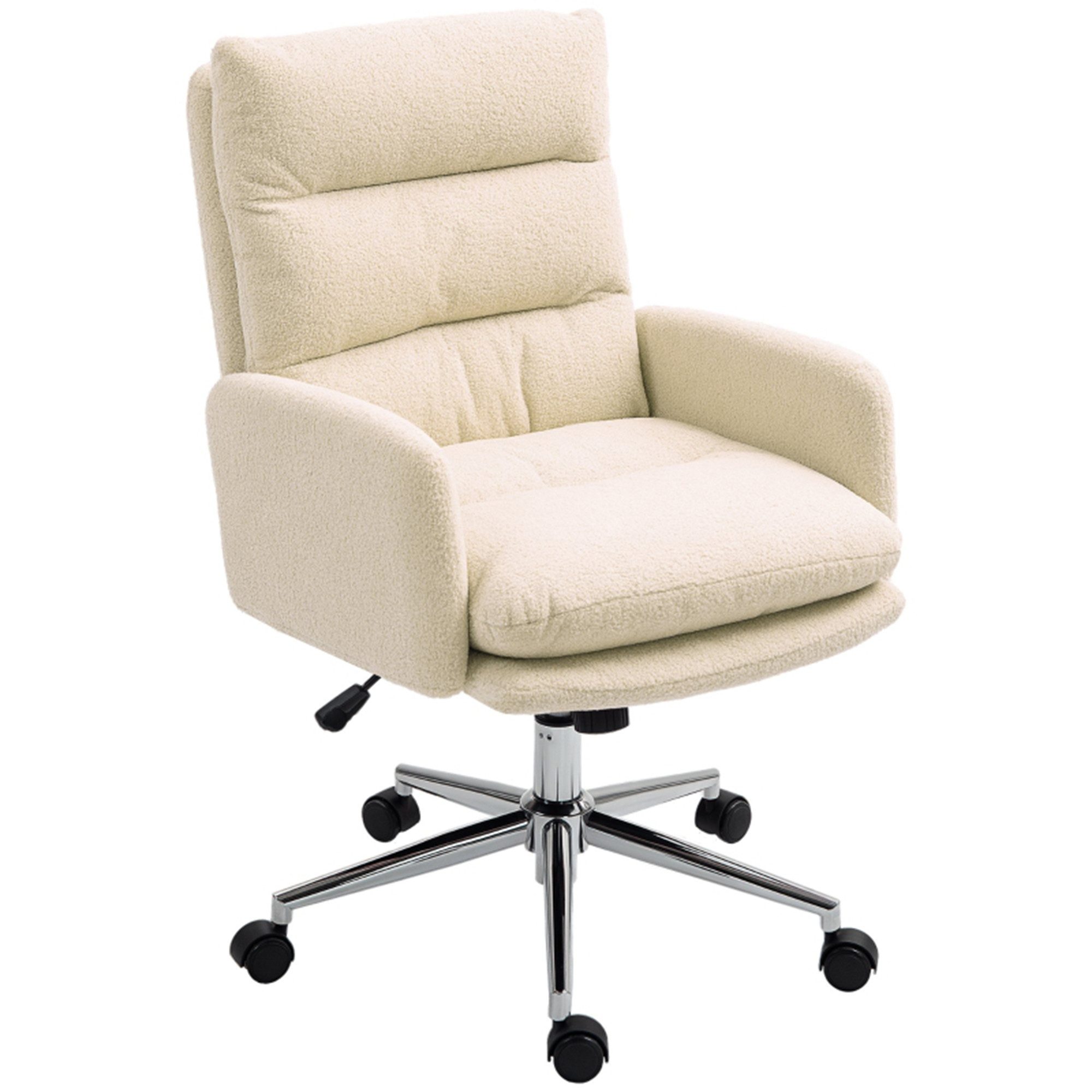Bürostuhl Ergonomischer Schreibtischstuhl mit Armlehne, Lammwolle-Optik