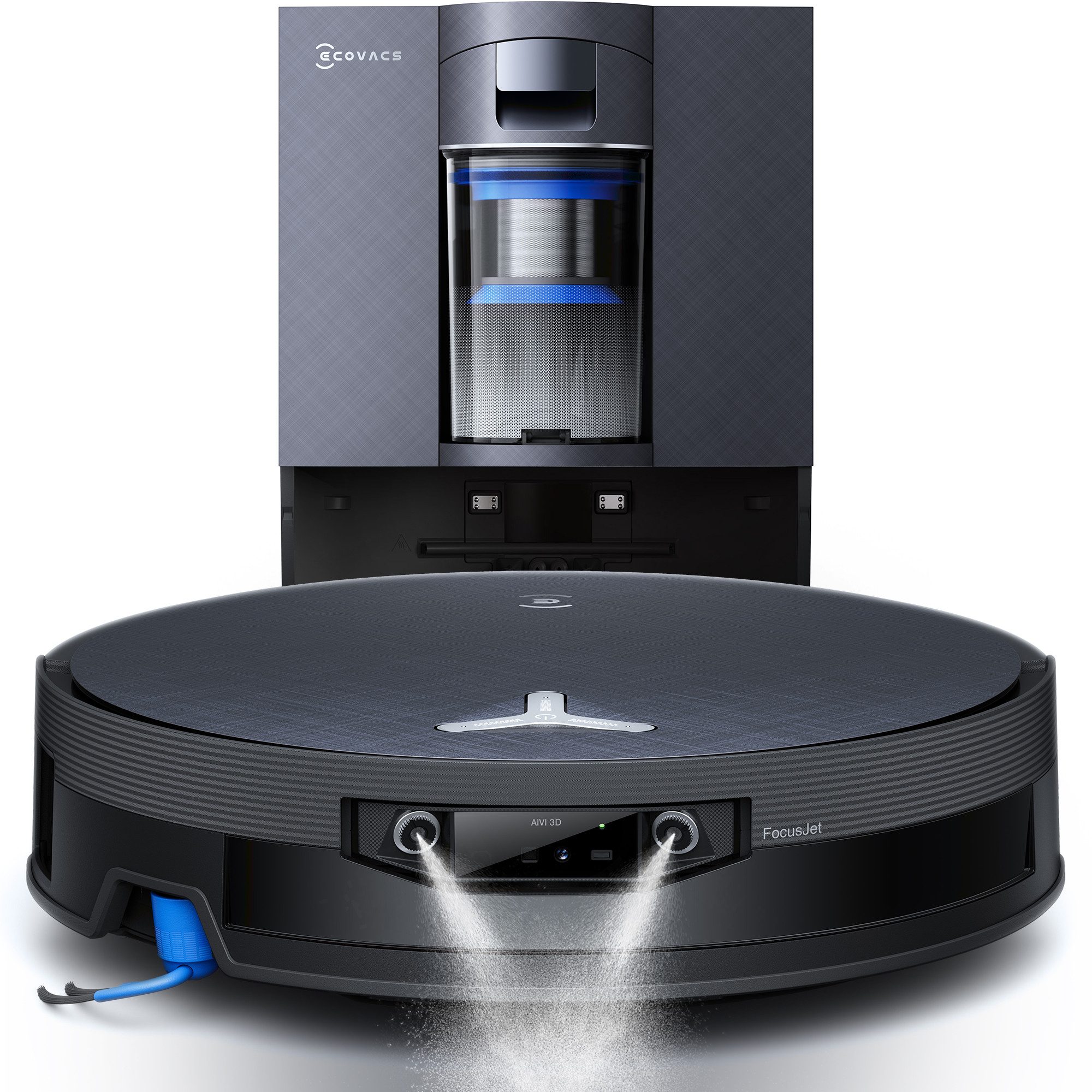 ECOVACS Nass-Trocken-Saugroboter DEEBOT X12 OmniCyclone, FocusJet-Technologie, 110 W, beutellos, 25cm, Wischrolle, OmniCyclone Station (beutellos), Haustierfreundlich