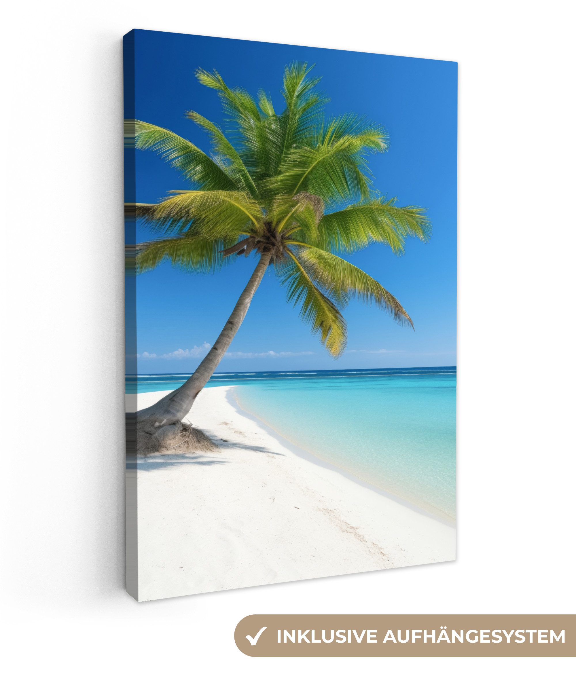 OneMillionCanvasses® Leinwandbild Strand - Palme - Tropisch - Meer, Fotodruck (1 St), Leinwand Canvas Wandbild, Wanddekoration 20x30 cm