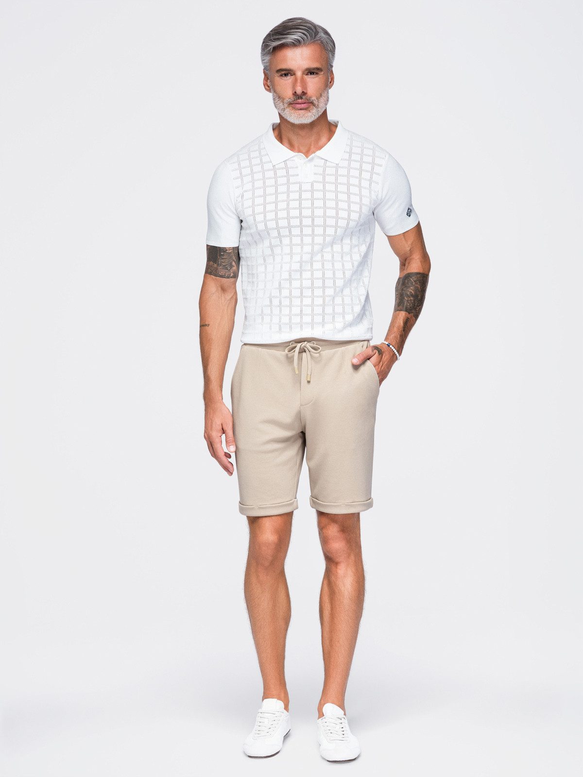 OMBRE Chinoshorts Herren Chino-Shorts mit elastischem Bund Sand XXL (kein Set, 1-tlg) in Unifarbe – Bild 2 von 5