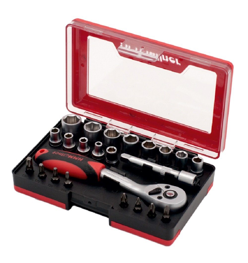 HM Müllner Werkzeuge Steckschlüssel Steckschlüsselsatz 23 tlg. HM Müllner 7023 Vierkantantrieb Sechskantantrieb 1/4"