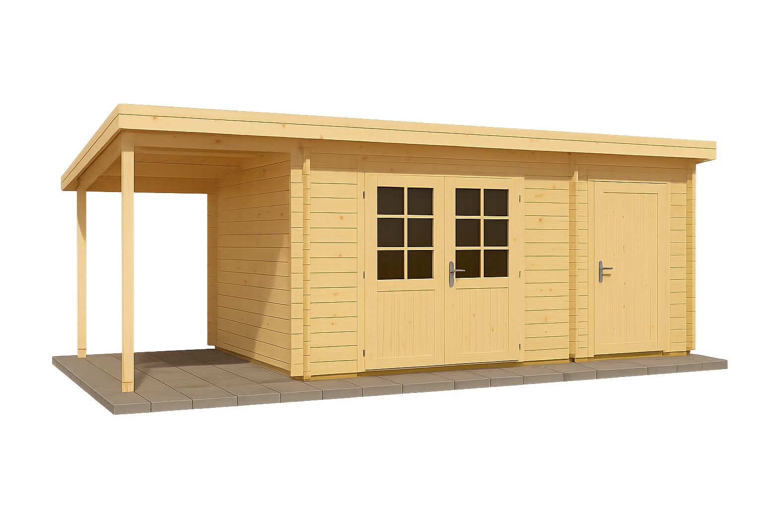 Gartenhaus Holz Maria mit Anbau & Schleppdach