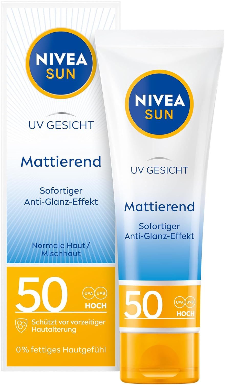 Nivea Sonnenschutzcreme Sonnencreme Gesicht Mattierender Sonnenschutz, LSF 50, 50 ml, 1-tlg.
