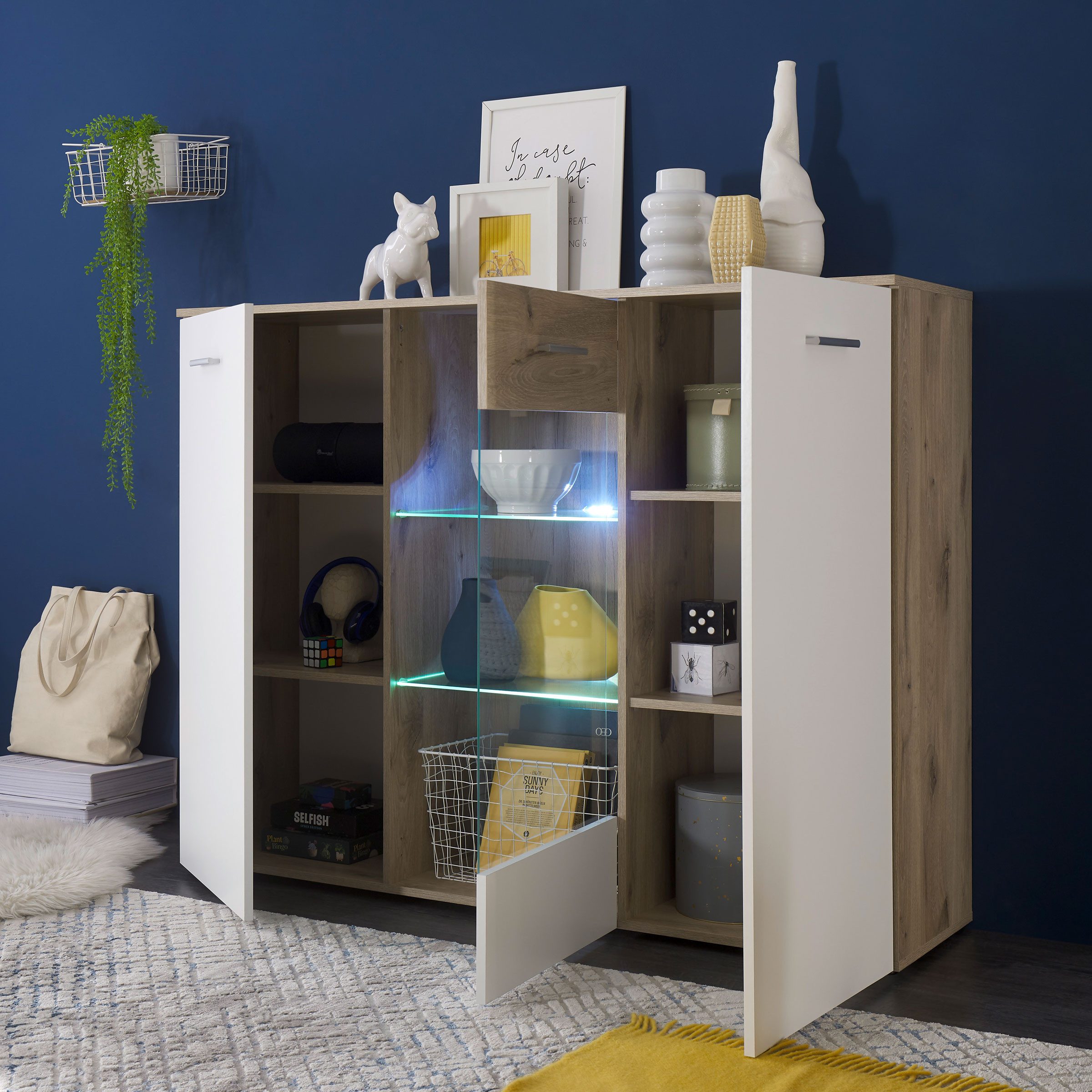 Bega Consult Highboard Highboard BZ5095 weiß und Eiche Dekor günstig online kaufen