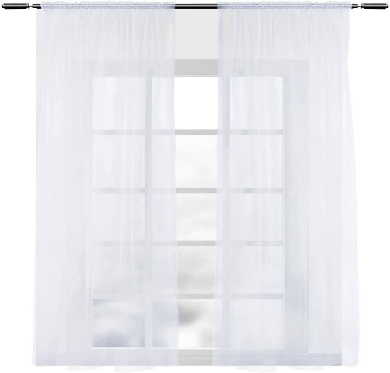 Woltu Gardine VH6062ws-2 (2 St), halbtransparent, Vorhang mit Kräuselband S günstig online kaufen