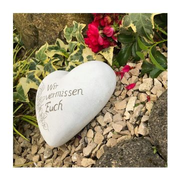 Radami Gartenfigur XXL Grabherz Spruch "Wir vermissen Euch" ca.1300g
