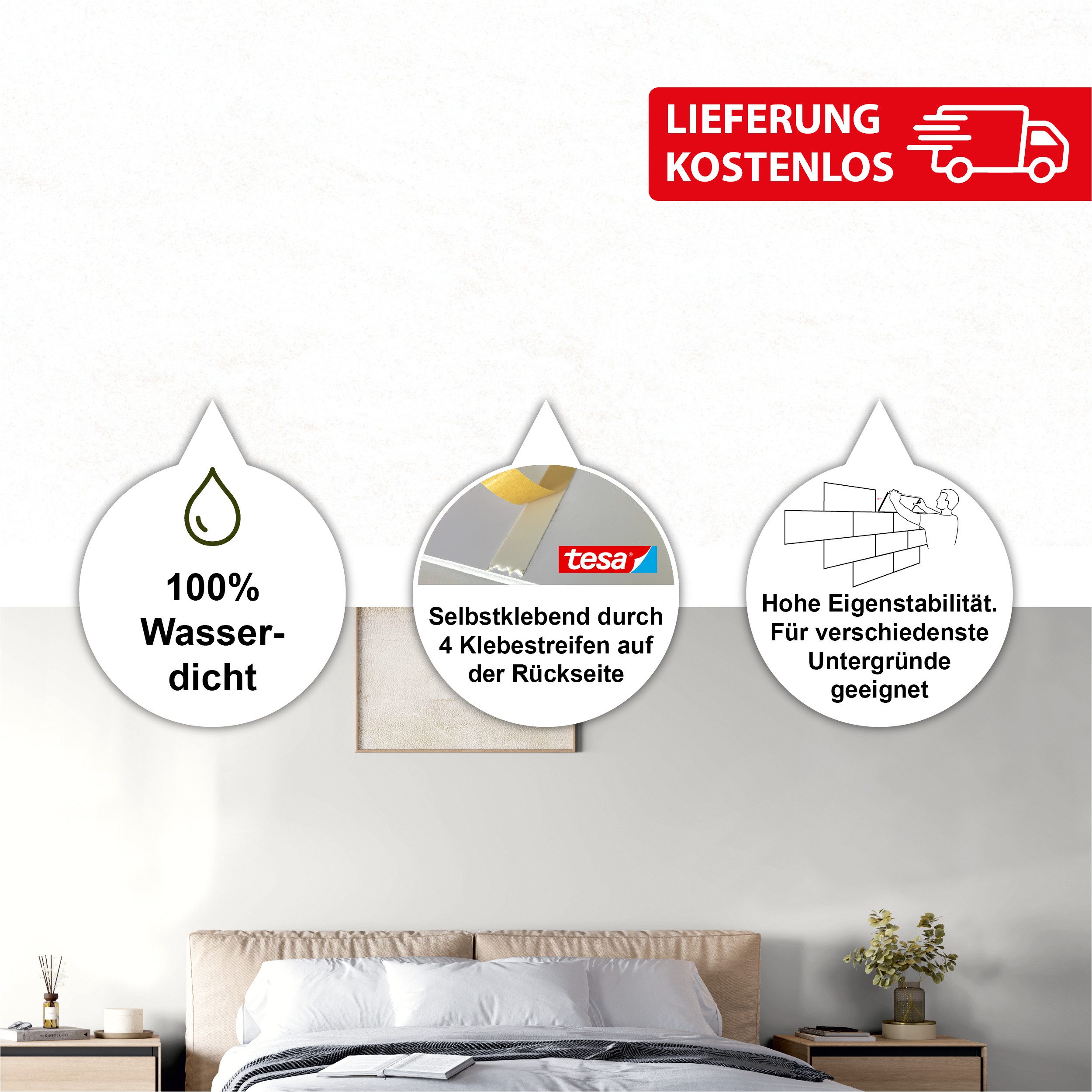 BARIDECOR Wandpaneel wasserfeste Wandfliese selbstklebend, BxL: 60x30 cm, 0 günstig online kaufen