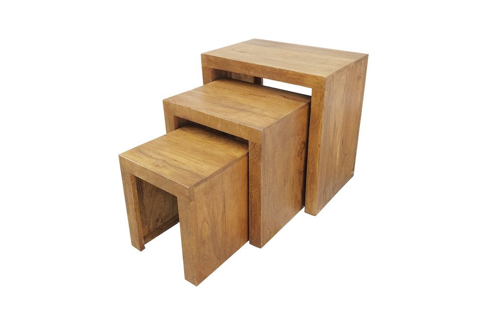 riess-ambiente Beistelltisch MAKASSAR 45cm braun - Mangoholz, Massivholz, Handarbeit, variabel (Set, 3-St., 3x Beistelltisch), frei stellbare Couchtische - ideal für Wohnzimmer., TV-Ecke oder Lofts