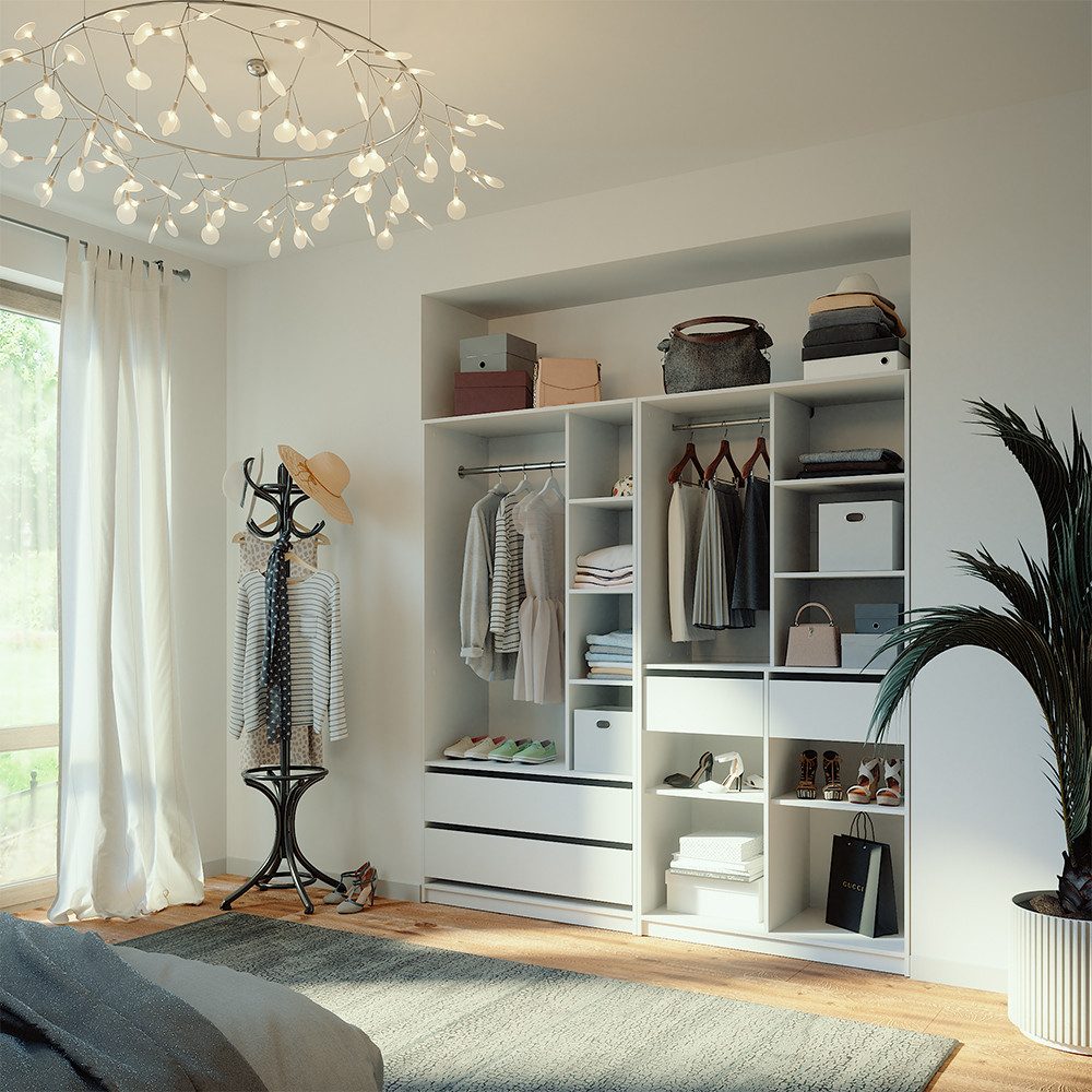 Vicco Kleiderschrank Elmo, Weiß, 100 x 200 cm 2er Set