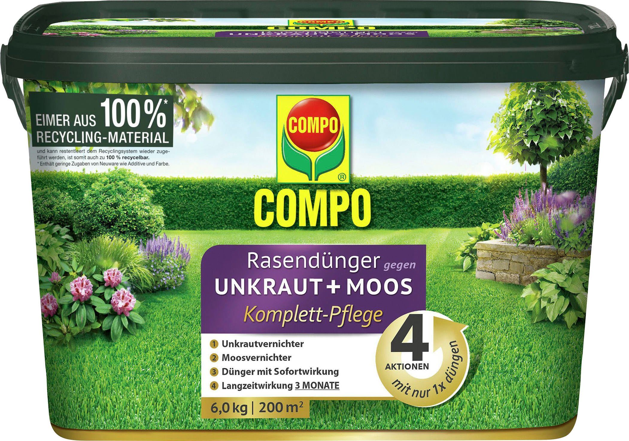Compo Rasendünger gegen Unkraut+Moos, Granulat, 6 kg