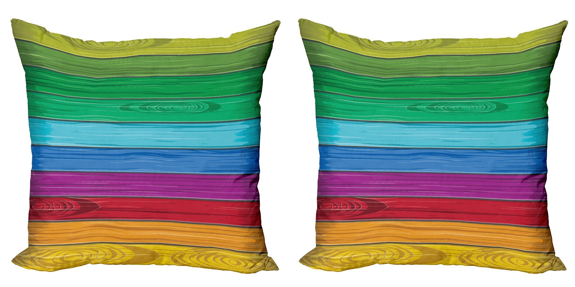 Holz-Streifen (2 Doppelseitiger Abakuhaus Bunte Regenbogen Digitaldruck, Stück), Kissenbezüge Accent Modern