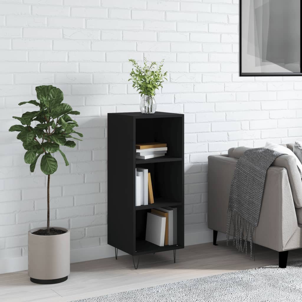 furnicato Sideboard Klassisches 34,5 x 32,5 x 90 cm Schwarz (1 St), Stabiler Highboard-Schrank mit viel Stauraum und Wandhalterung