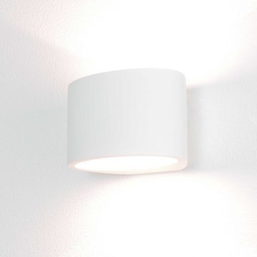 Licht-Erlebnisse Wandleuchte BURSCHEID, Wandlampe Weiß G9 Gips Modern Beleuchtung