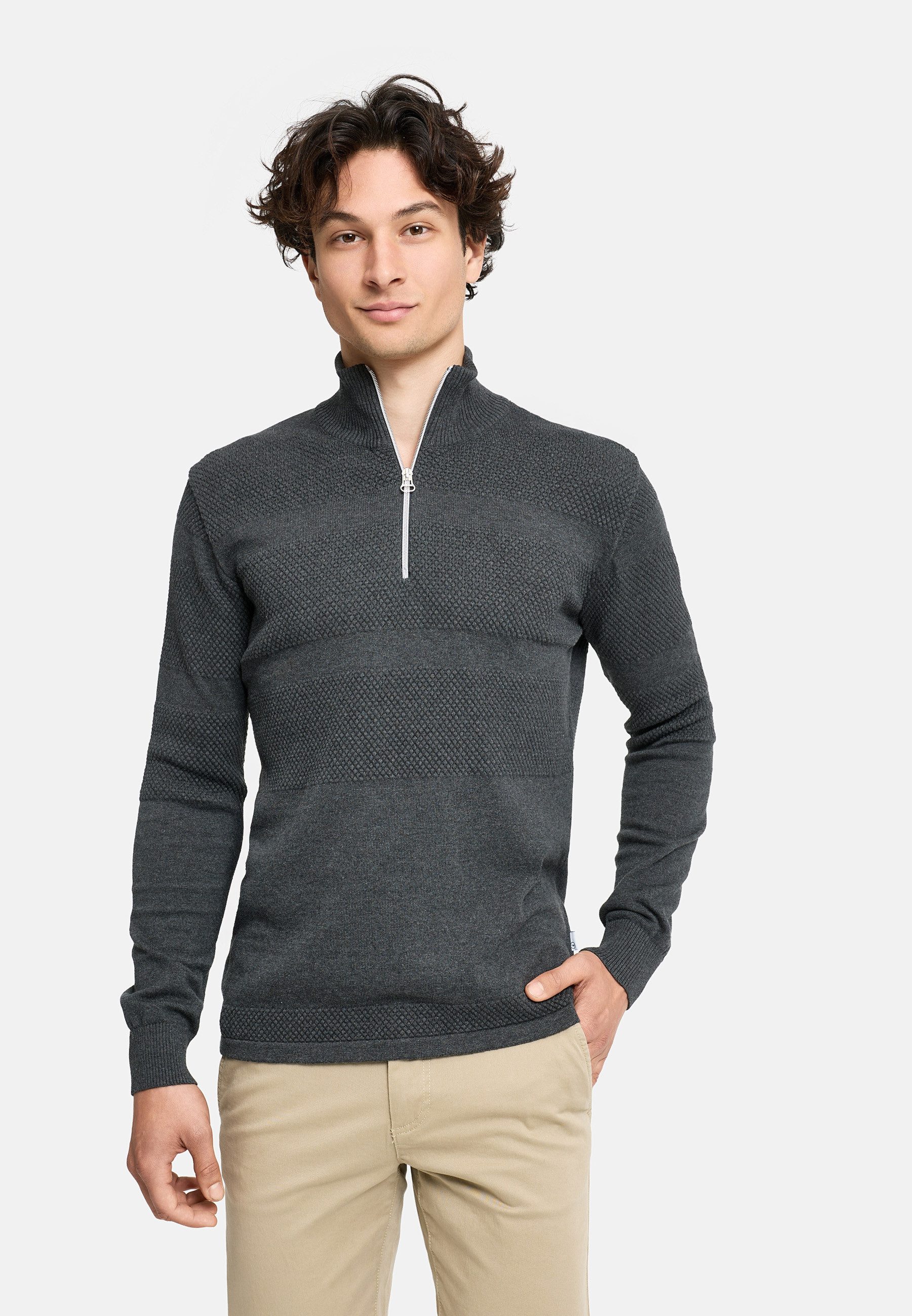 Kronstadt Strickpullover KSHannes Half-Zip aus hochwertigem Jaquard-Feinstrick