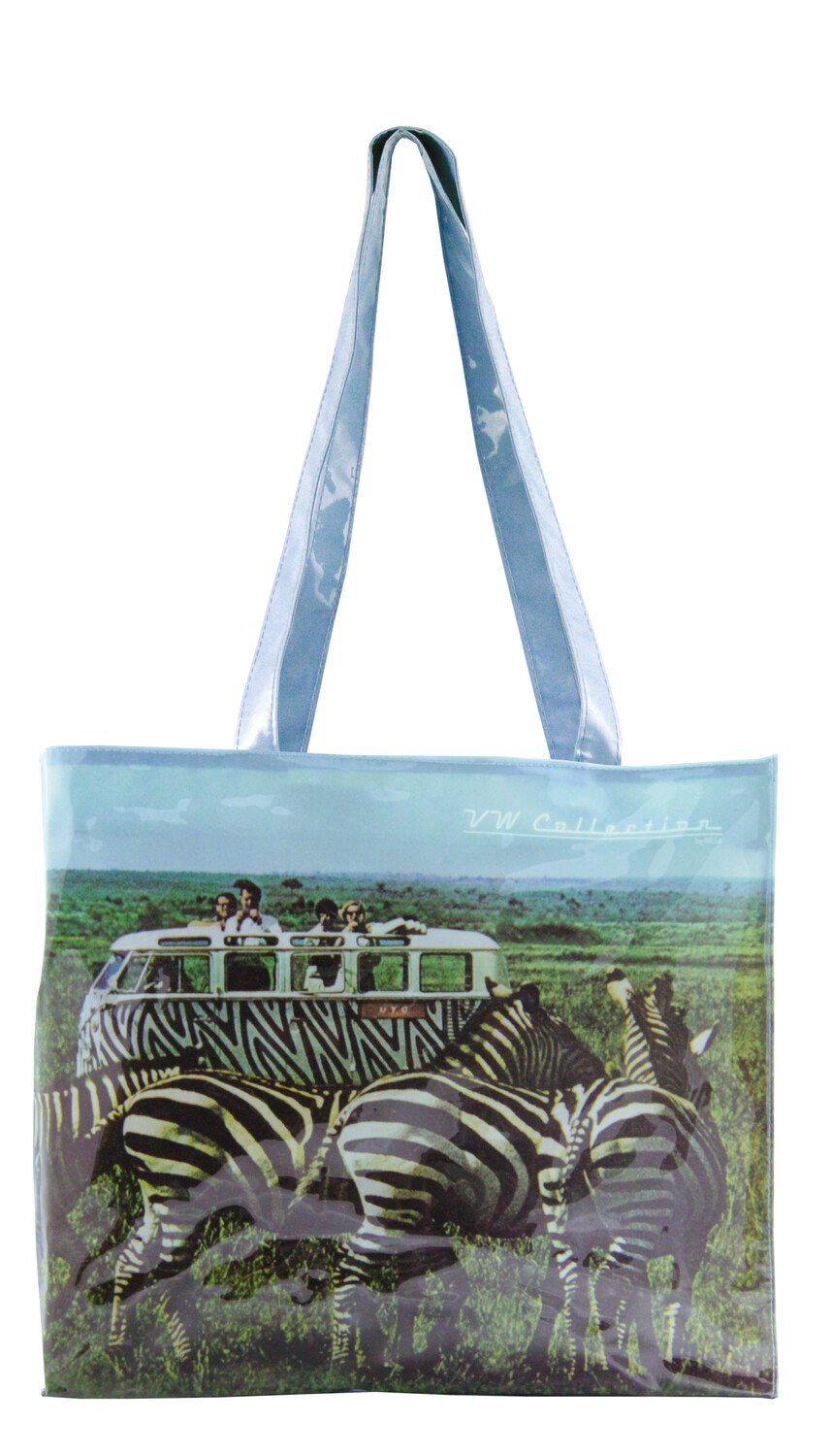 VW Collection by BRISA Einkaufsshopper Volkswagen Einkaufstasche, 16 l, im T1 Bulli Design Safari in bunten Farben