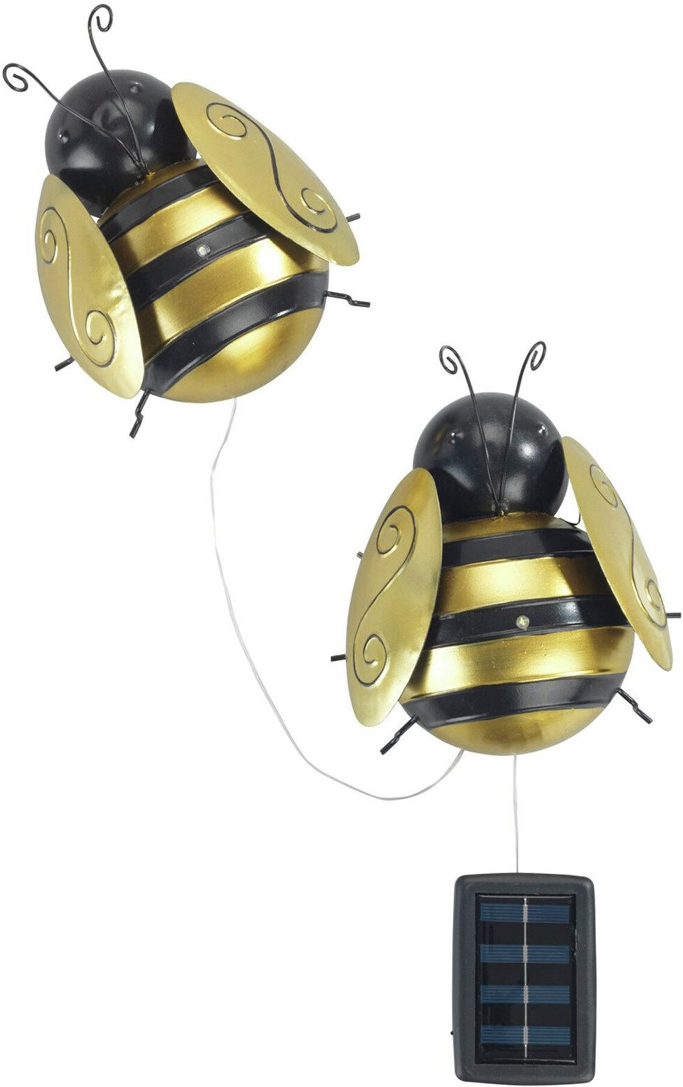 Maximex LED Gartenleuchte Modell Biene, Ein-/Ausschalter, LED fest integriert, Warmweiß, solarbetriebene Gartendekoration, leuchtet bis zu 10 Stunden