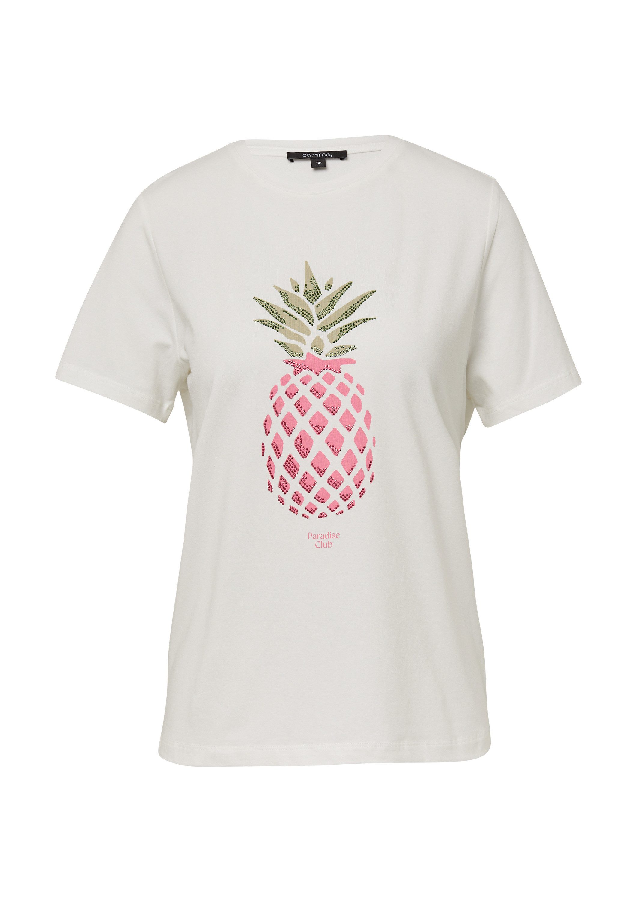 comma Kurzarmshirt T-Shirt T-Shirt mit Glitzer-Artwork günstig online kaufen
