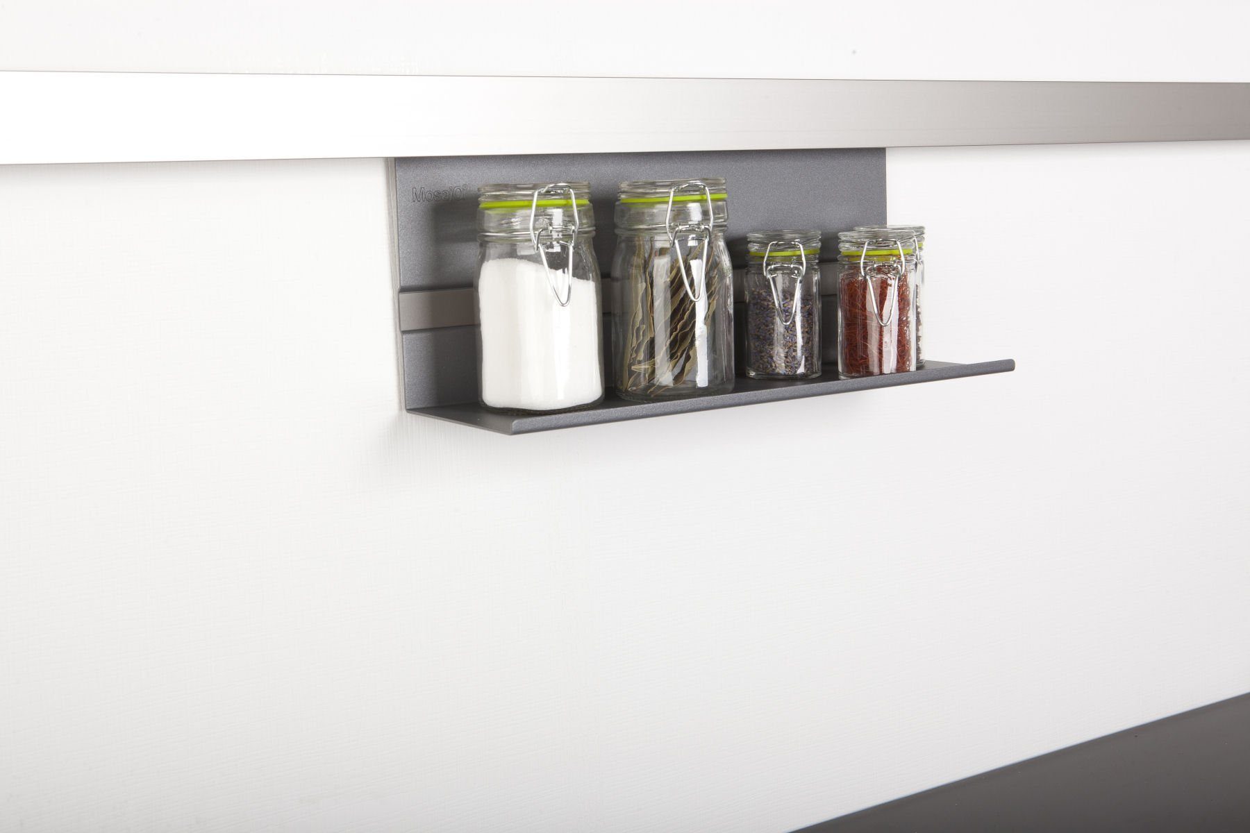 Kesseböhmer Küchenorganizer-Set Linero MosaiQ Küchen-Relingsystem Module Zubehör, Universalablage 140 graphitschwarz