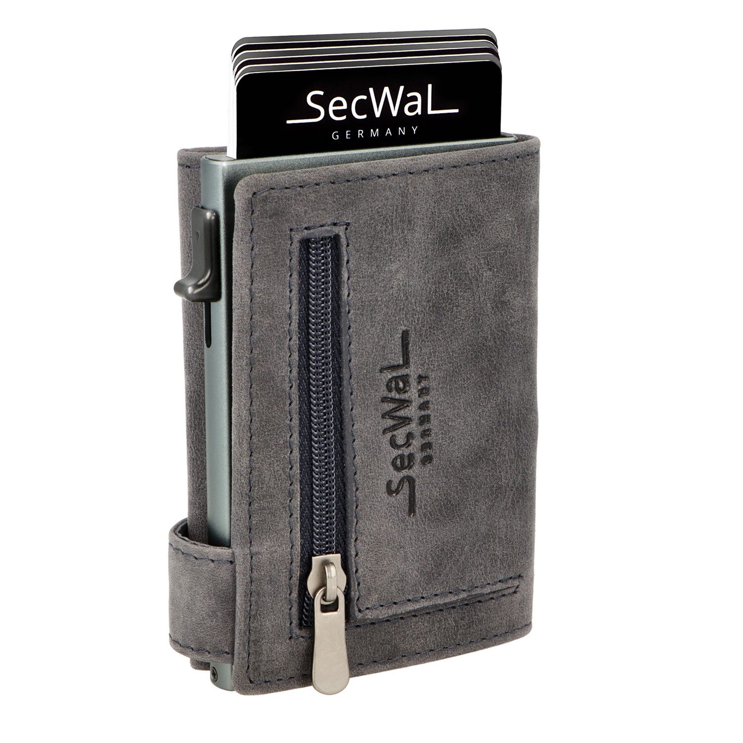 SecWal Geldbörse, Kartenetui mit Münzfach Reißverschluß, Slim Wallet, RFID Schutz, Geldbeutel klein, für Herren und Damen