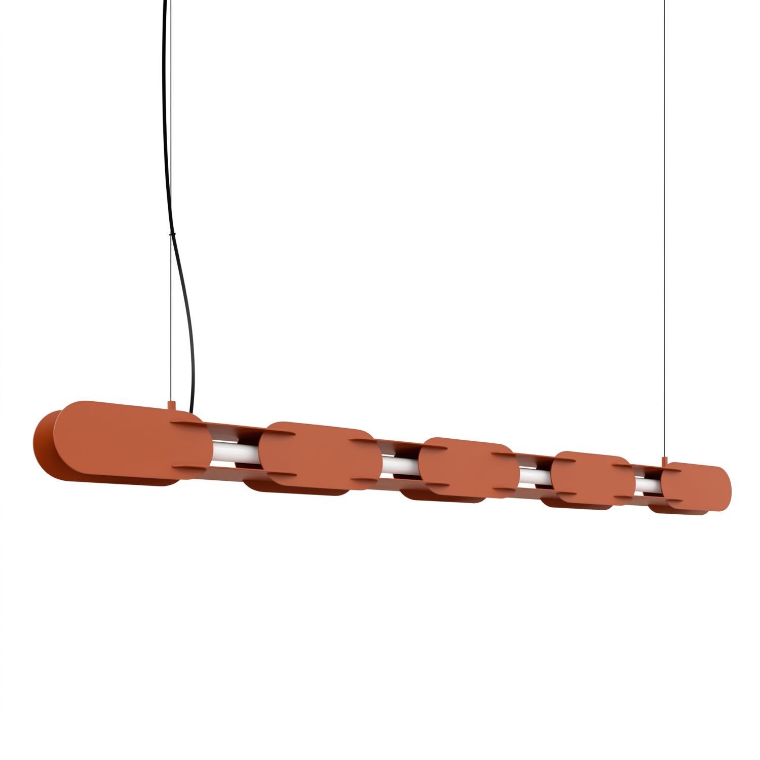 Licht-Erlebnisse Pendelleuchte HENRI, LED fest integriert, Warmweiß, LED mit Dimmer Metall H: max. 200 cm Ockerrot länglich 3000 K 2578 lm